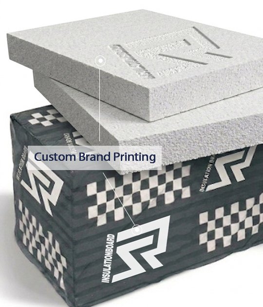 RS blue XPS extruded polystyrene boards stacked - High compressive strength insulation material with tongue and groove joints