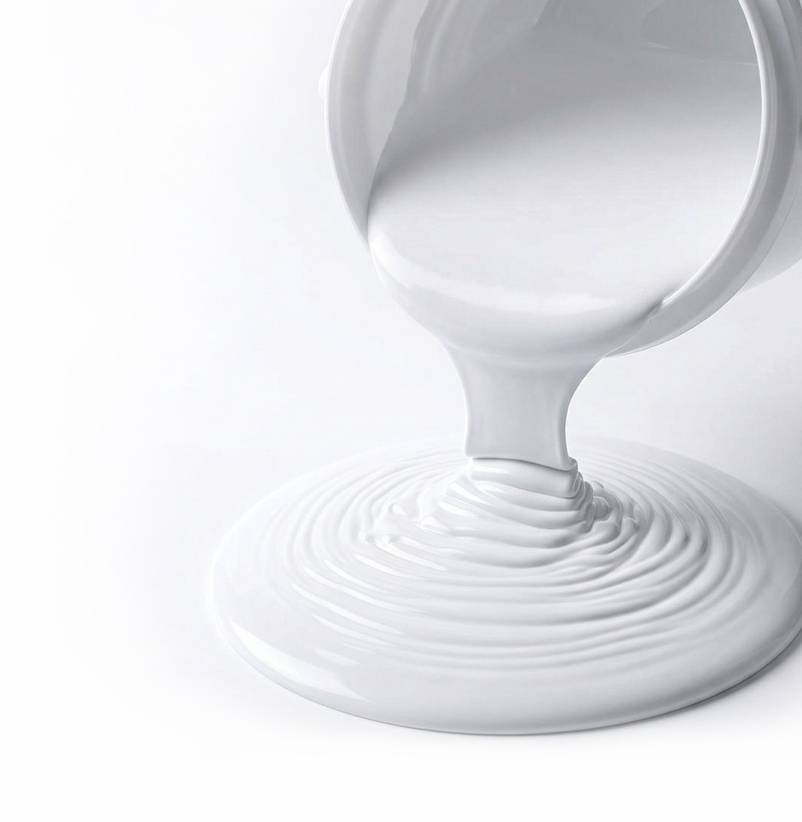 High-performance liquid silica aerogel thermal insulation coating pouring from a container with smooth white texture