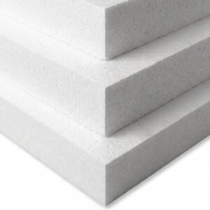 Stacked high-density white EPS expanded polystyrene foam insulation boards for building wall and roof thermal protection