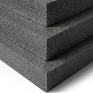 Stacked high-performance dark grey SEPS graphite-enhanced expanded polystyrene insulation boards for energy-efficient buildings